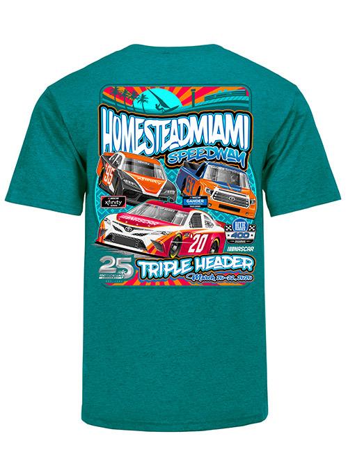 2020 Homestead-Miami Speedway Triple Header T-shirt in Turquoise - Back View