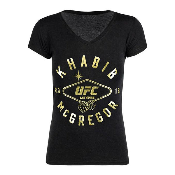 Ladies UFC 229 Dice T-Shirt in Black - Front View
