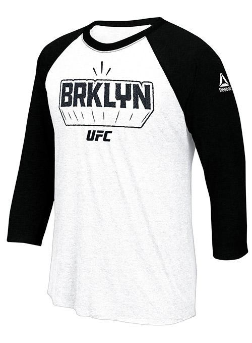 Official Men's Reebok UFC Fight Night Brooklyn Weigh-In Influencer T-Shirt in White - Front View