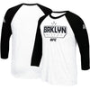 Official Men's Reebok UFC Fight Night Brooklyn Weigh-In Influencer T-Shirt in White - Front and Back View